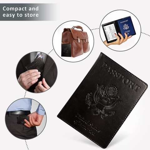 Oulsun  RFID Korumal Erkek Deri Pasaportluk (Siyah/Mavi)(2 Adet)