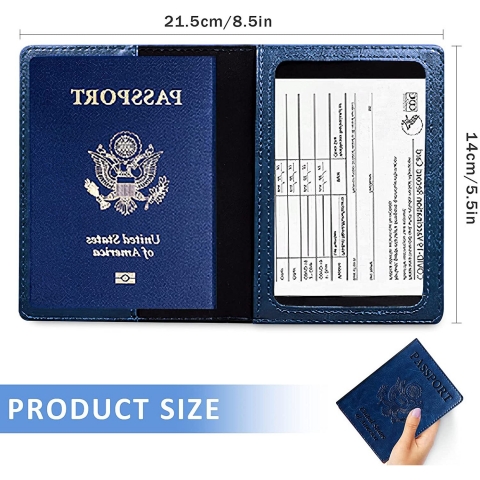 Oulsun RFID Korumal Erkek Deri Pasaportluk (Mavi)