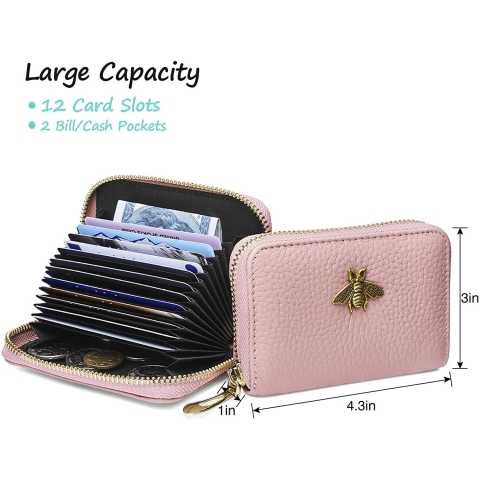 AUNER LEATHER RFID Korumal� Kad�n Deri C�zdan (Pembe)