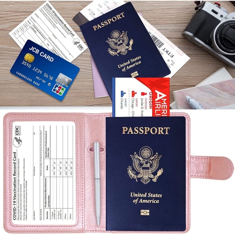YIXXI RFID Korumal Kadn Deri Pasaportluk (Pembe)