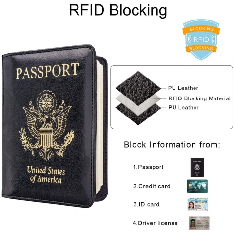 WALNEW RFID Korumal Deri Pasaportluk (Siyah)