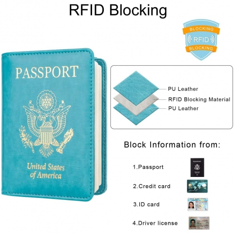 WALNEW RFID Korumal Deri Pasaportluk (Mavi)