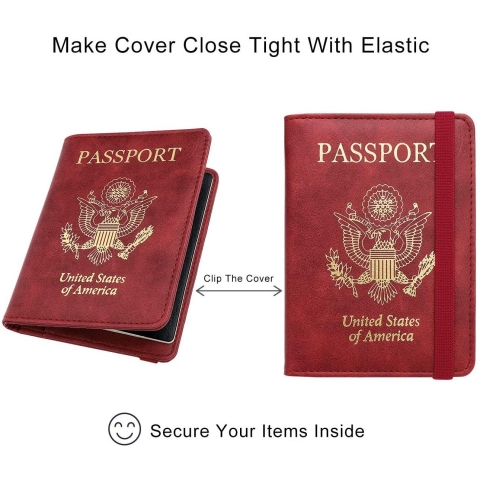 WALNEW RFID Korumal Deri Pasaportluk (Krmz)