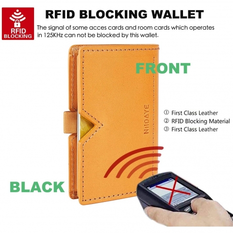 NIIDAYE RFID Korumal Deri Kartlk (Siyah/Turuncu)(2 Adet)