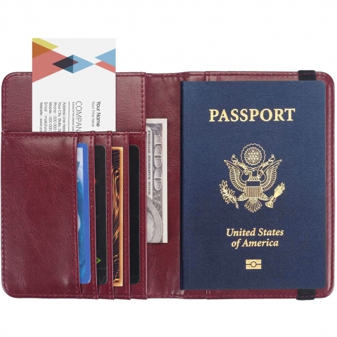 FACATH RFID Korumal Deri Pasaportluk (Krmz)