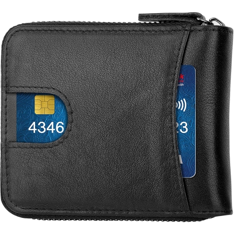 ee RFID Korumal Deri Czdan (Siyah)
