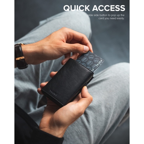 VULKIT RFID Korumal Erkek Deri Czdan (Siyah)