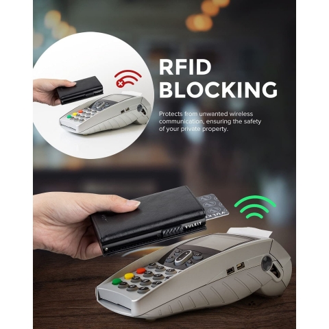 VULKIT RFID Korumal Erkek Deri Czdan (Siyah)