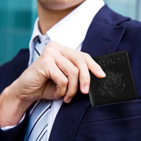 SKYOPEN RFID Korumal Erkek Deri Pasaportluk (Siyah)