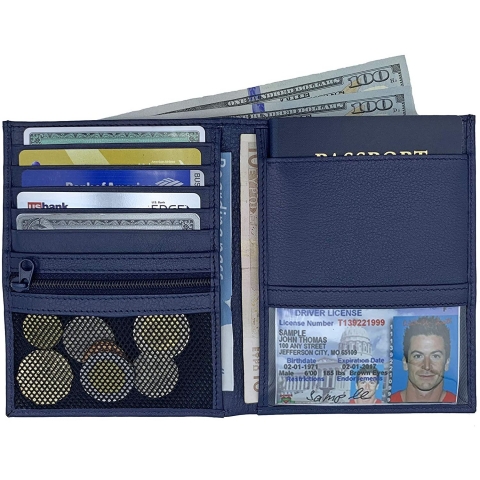 123 Cheap Checks Erkek Deri Pasaportluk (Mavi)