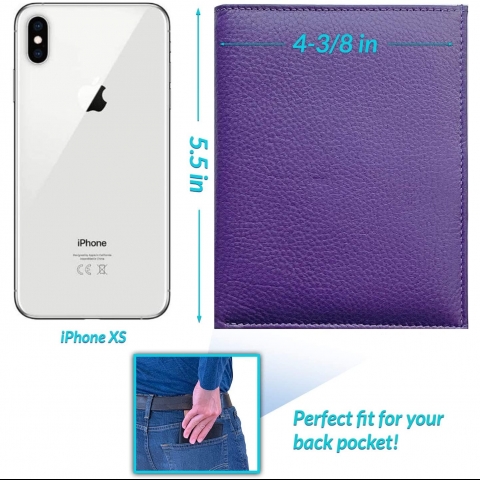 123 Cheap Checks Erkek Deri Pasaportluk (Mor)