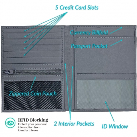 123 Cheap Checks Erkek Deri Pasaportluk (Gri)
