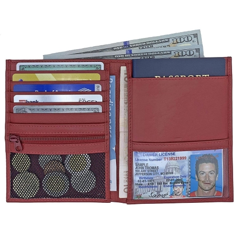 123 Cheap Checks RFID Korumal� Erkek Deri C�zdan (K�rm�z�)