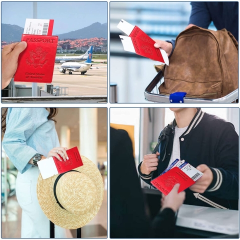 KAOBAN RFID Korumal Erkek Deri Pasaportluk (Red)