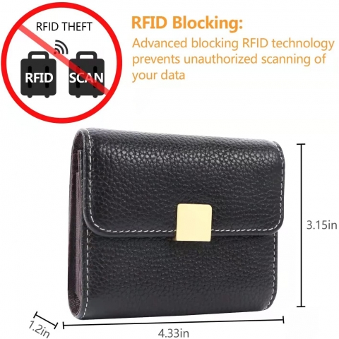 EXT-FAN RFID Korumal Kadn Deri Czdan (Siyah)