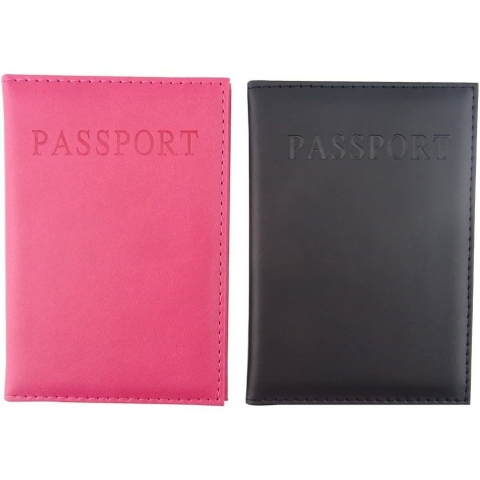 HONBAY Deri Pasaportluk(Pembe/Siyah)