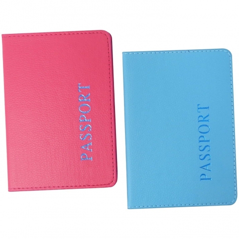 HONBAY Deri Pasaportluk(Pembe/Mavi)