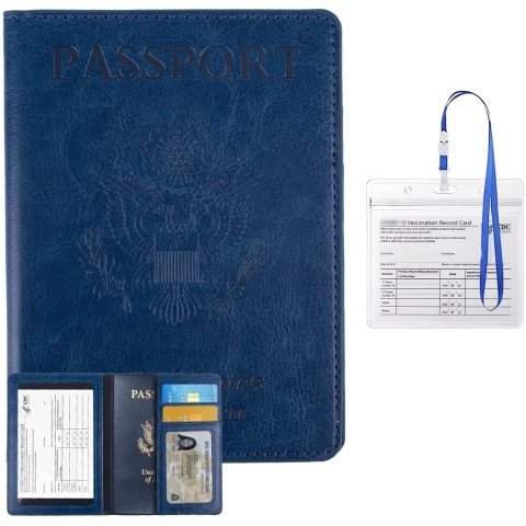 GOAUS  RFID Korumal Erkek Deri Pasaportluk (Mavi)