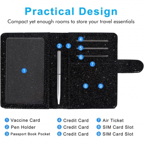 Caweet RFID Korumal Kadn Alminyum Pasaportluk (Siyah)