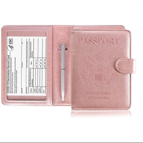 Caweet RFID Korumal Kadn Alminyum Pasaportluk (Rose Gold)