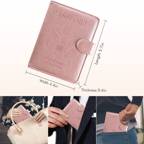 Caweet RFID Korumal Kadn Alminyum Pasaportluk (Rose Gold)