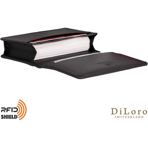 DiLoro RFID Korumal Kadn Deri Czdan (Siyah)