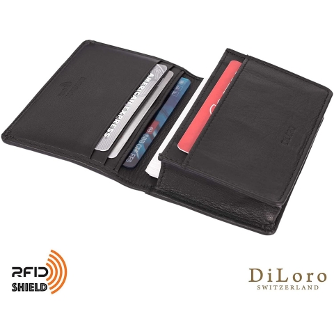 DiLoro RFID Korumal Kadn Deri Czdan (Siyah)
