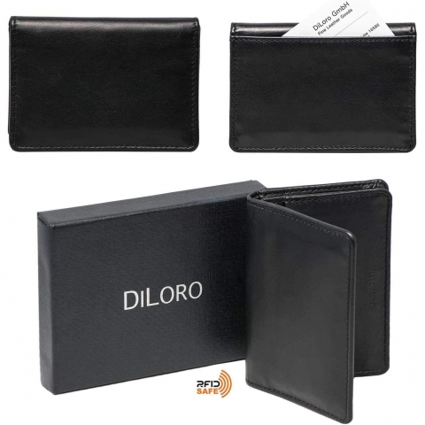DiLoro RFID Korumal Kadn Deri Czdan (Siyah)