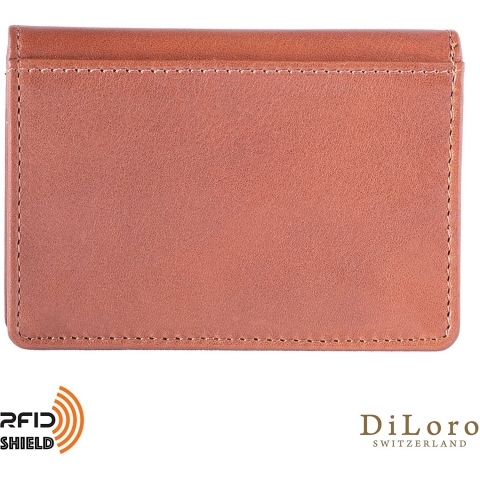 DiLoro RFID Korumal Kadn Deri Czdan (Tan Rengi)
