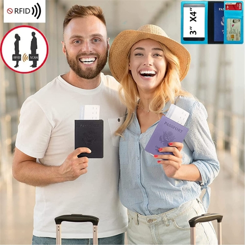 FAN ONUO RFID Korumal Kadn Deri Pasaportluk (Krmz)