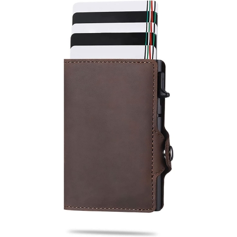 TNE RFID Korumal Deri Czdan (Kahverengi)