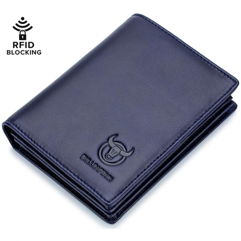 BULLCAPTAIN RFID Korumal Erkek Deri Czdan (Blue)