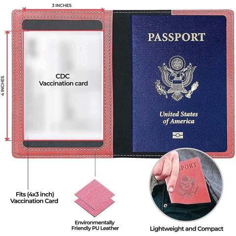 Hopesy RFID Korumal Kadn Deri Pasaportluk (Pembe)