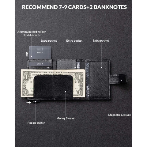 VULKIT RFID Korumal Deri Czdan (Siyah)