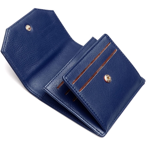 Badiya RFID Korumal� Kad�n Deri C�zdan (Mavi)