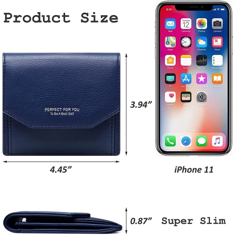 Badiya RFID Korumal� Kad�n Deri C�zdan (Mavi)