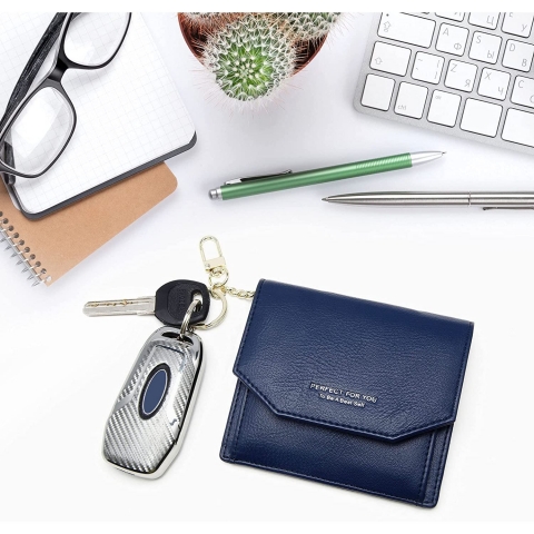 Badiya RFID Korumal� Kad�n Deri C�zdan (Mavi)