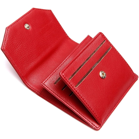 Badiya RFID Korumal� Kad�n Deri C�zdan (K�rm�z�)