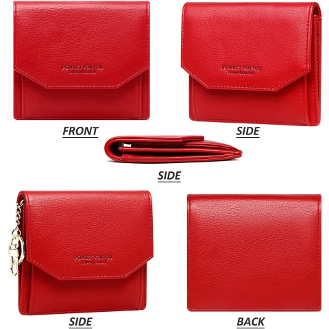 Badiya RFID Korumal� Kad�n Deri C�zdan (K�rm�z�)