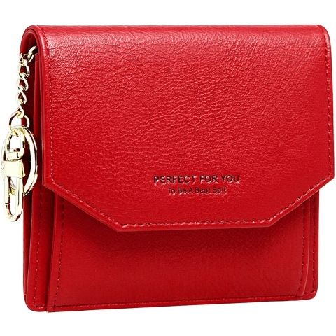 Badiya RFID Korumal� Kad�n Deri C�zdan (K�rm�z�)