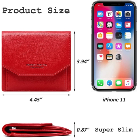 Badiya RFID Korumal� Kad�n Deri C�zdan (K�rm�z�)