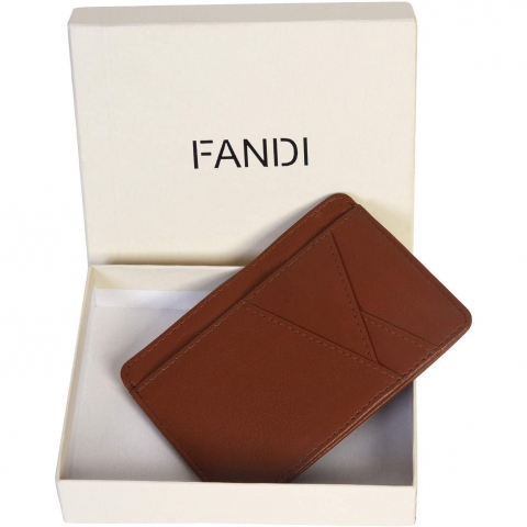 FANDI RFID Korumal Erkek Deri Kartlk (Brown)