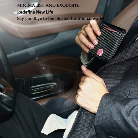 Hiromeqi RFID Korumal Erkek Karbonfiber Czdan (Siyah)