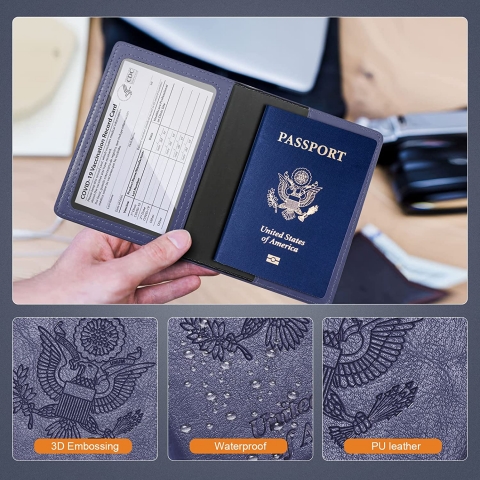 Feotenn RFID Korumal Deri Pasaportluk (Krmz/Mavi)(2 Adet)
