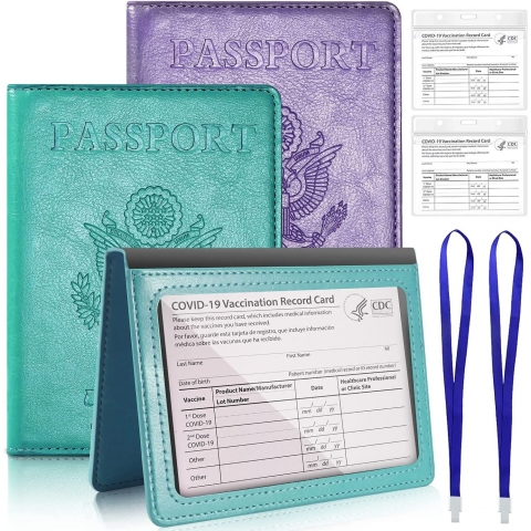 Feotenn RFID Korumal Deri Pasaportluk (Mor/Yeil)(2 Adet)