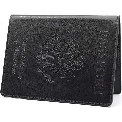 JIAITTOR RFID Korumal Kadn Deri Pasaportluk (Siyah)
