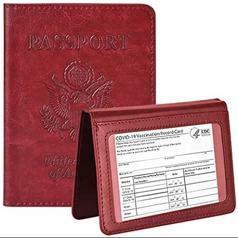 ZHIYONZEE RFID Korumal Erkek Deri Pasaportluk (Koyu Krmz)