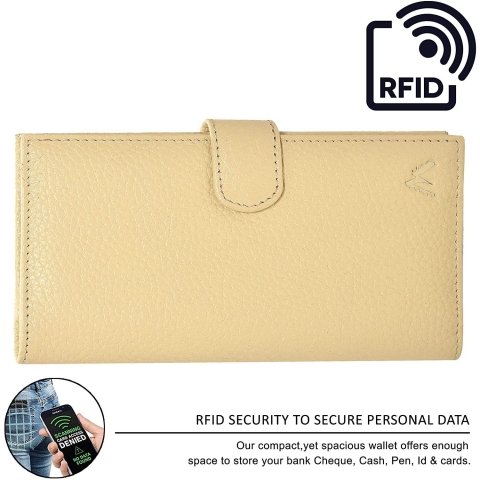 NeoMonte RFID Korumal Deri Czdan(Bej)