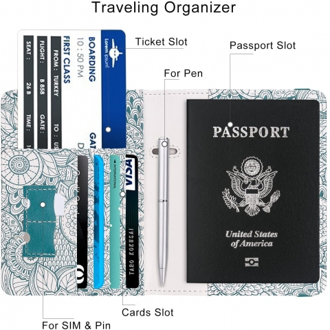 WALNEW RFID Korumal Deri Pasaportluk (Beyaz)