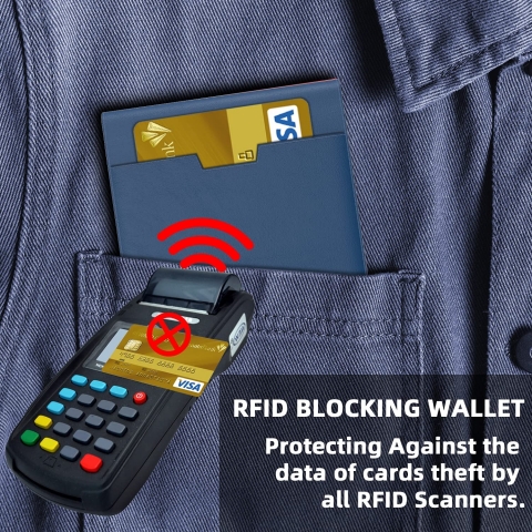 REXKEY RFID Korumal Erkek Deri Kartlk (Mavi)